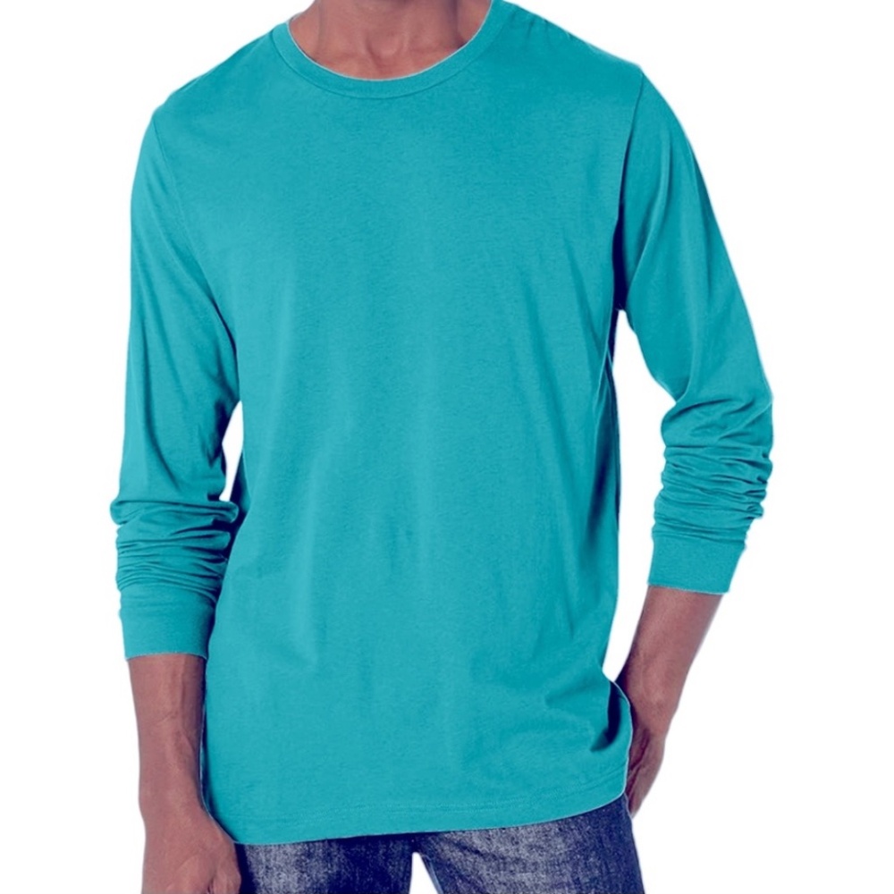 SALE Bella Canvas Turquoise Cotton Long Sleeve Tee Shirt Size Large